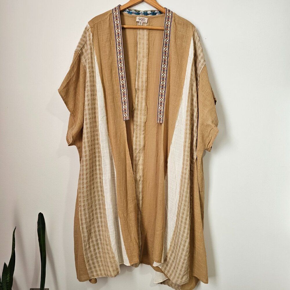 EUC LIKE NEW GIGIO PLUS+ BOHO TIE DYE EMBROIDERED LONG DUSTER KIMONO SZ 1XL